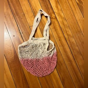 Pink and Cream Mesh Tote Bag